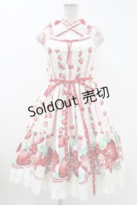 Angelic Pretty  / 摘みたていちごシャーリングジャンパースカート H-23-08-23-1019h-1-OP-AP-L-NS-ZH-R