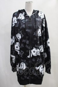 NieR Clothing / 総柄ZIPパーカー  黒 H-24-01-12-026-PU-TO-KB-ZT098