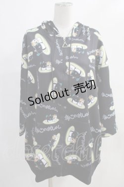 画像1: NieR Clothing / 総柄ZIPパーカー  黒 H-24-01-13-002-PU-TO-KB-ZT119