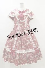 metamorphose / 【プラスサイズ】はしごレースリボンケープ付きジャンパースカート (花柄) プラスサイズ えんじ(Bordeaux) H-24-02-04-1090-ME-OP-NS-ZH