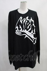 NieR Clothing / プリントLONG CUTSEW XL 黒 H-24-02-08-019-PU-TO-KB-ZT022