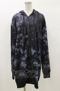 NieR Clothing / 総柄ZIPパーカー  黒 H-24-03-27-064-PU-TO-KB-ZT108