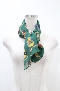 Jane Marple / Flower Crests Double Scarf  グリーン H-24-04-15-1002-JM-ZA-KB-ZT422