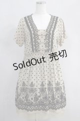 axes femme / ドットフロッキーカットワンピース M ベージュ/ブラック H-24-05-20-1022-AX-OP-NS-ZH