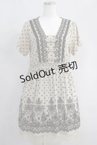 axes femme / ドットフロッキーカットワンピース M ベージュ/ブラック H-24-05-20-1022-AX-OP-NS-ZH