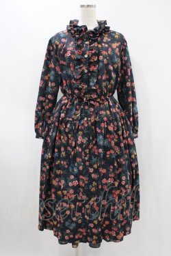 画像1: Jane Marple Dans Le Saｌon / Flowers of Jouy layered dress  ネイビー H-24-06-03-028-JM-OP-KB-ZH