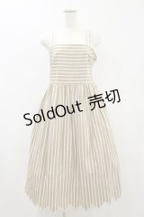 Jane Marple / Marine Stripe scallop EMB dress  ベージュ H-24-06-07-093-JM-OP-KB-ZT285