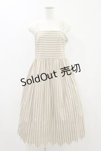 Jane Marple / Marine Stripe scallop EMB dress  ベージュ H-24-06-07-093-JM-OP-KB-ZT285