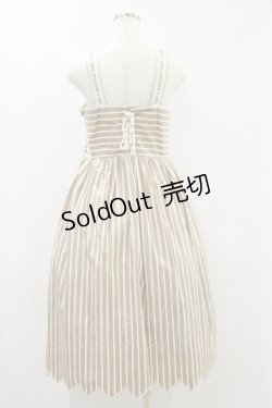 画像2: Jane Marple / Marine Stripe scallop EMB dress  ベージュ H-24-06-07-093-JM-OP-KB-ZT285