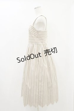 画像3: Jane Marple / Marine Stripe scallop EMB dress  ベージュ H-24-06-07-093-JM-OP-KB-ZT285