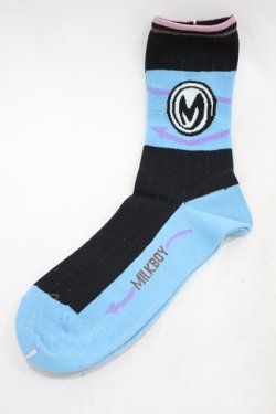 画像1: MILKBOY / Arrow socks  黒×青 H-24-06-11-1008-MB-ZA-KB-ZH