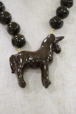 画像1: Q-pot. / Lollipop Chocolate Unicorn Necklace  茶 H-24-06-13-025-QP-AC-KB-ZH