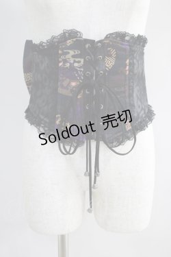 画像1: Qutie Frash / 花魁帯コルセット  黒×紫 H-24-06-20-1007-QU-TO-KB-ZH