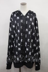 NieR Clothing / 総柄ZIPパーカー  黒 H-24-06-20-025-PU-TO-KB-ZT074