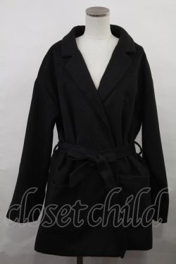 画像1: NieR Clothing / ロゴ刺繍コート  黒 H-24-06-20-033-PU-CO-KB-ZT-C057