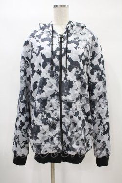 画像1: NieR Clothing / ふわもこ総柄ZIP PARKA  グレー H-24-07-02-058-PU-TO-KB-ZT275