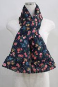 Jane Marple Dans Le Saｌon / Flowers of Jouy puffer scarf  ネイビー H-24-07-09-1033-JM-ZA-KB-ZH