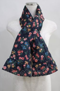 画像1: Jane Marple Dans Le Saｌon / Flowers of Jouy puffer scarf  ネイビー H-24-07-09-1033-JM-ZA-KB-ZH