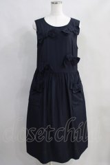 Jane Marple / Dobby cloth front ribbon dress M ネイビー H-24-07-10-1041-JM-OP-SK-ZT219