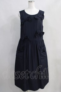 Jane Marple / Dobby cloth front ribbon dress M ネイビー H-24-07-10-1041-JM-OP-SK-ZT219