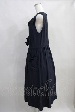 画像2: Jane Marple / Dobby cloth front ribbon dress M ネイビー H-24-07-10-1041-JM-OP-SK-ZT219