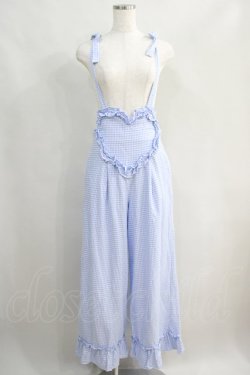 画像1: Candy Stripper / GINGHAM CHECK FRILL HEART SALOPETTE  ライトブルー H-24-07-10-1022-PU-PA-KB-ZH