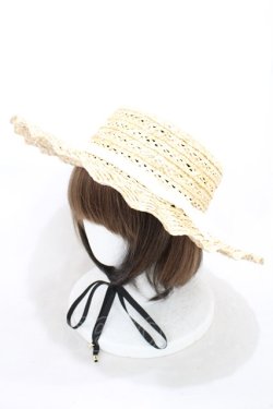 画像1: MILK / Mademoiselle HAT - ナチュラル×白リボン H-24-07-11-037-ML-AC-KB-ZH