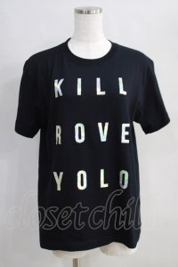 KRY CLOTHING / 英字プリントTシャツ  黒×ホログラム H-24-07-11-1051-EL-TS-KB-ZT213