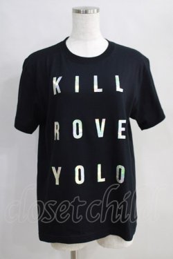 画像1: KRY CLOTHING / 英字プリントTシャツ  黒×ホログラム H-24-07-11-1051-EL-TS-KB-ZT213