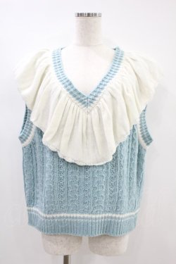 画像1: Candy Stripper / FRILL CABLE KNIT VEST  ブルー H-24-07-20-1042-PU-TO-KB-ZH