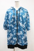 NieR Clothing / 総柄ZIP半袖パーカー  青 H-24-07-21-1047-PU-TO-KB-ZH