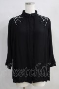 DISTURBIA CLOTHING / spiderweb刺繍シャツ  黒 H-24-07-21-052-PU-BL-KB-ZH