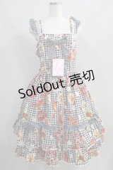 metamorphose / 【プラスサイズ】Gingham fruits tart フリルジャンパースカート プラスサイズ ブラック系 H-24-07-23-1002-ME-OP-NS-ZH