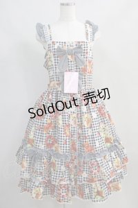 metamorphose / 【プラスサイズ】Gingham fruits tart フリルジャンパースカート プラスサイズ ブラック系 H-24-07-23-1002-ME-OP-NS-ZH