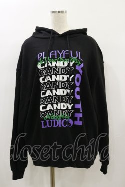 画像1: Candy Stripper / PLAYFUL SWEAT HOODIE  ブラック H-24-07-27-039-PU-TO-KB-ZT281