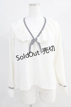 画像1: Fi.n.t / パイピングリボンラッフルカラーブラウス Free OFF WHITE H-24-07-28-008-CA-BL-NS-ZH