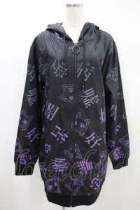 NieR Clothing / 総柄ZIPパーカー  黒 H-24-08-02-021-PU-TO-KB-ZT074