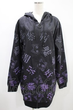 画像1: NieR Clothing / 総柄ZIPパーカー  黒 H-24-08-02-021-PU-TO-KB-ZT074