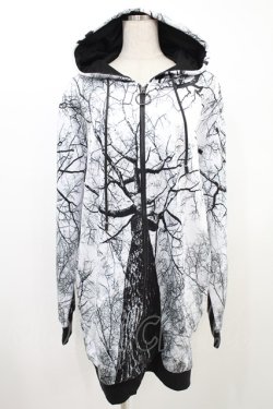 画像1: NieR Clothing / 総柄ZIPパーカー  白 H-24-08-02-022-PU-TO-KB-ZT034