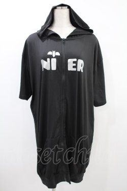 画像1: NieR Clothing / 半袖ZIPパーカー  黒 H-24-08-02-029-PU-TO-KB-ZH