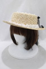 Angelic Pretty / お花レースストローHat  ナチュラル/ブラック H-24-08-03-083-AP-AC-NS-ZT440