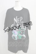 NieR Clothing / プリントCOTTON CUTSEW XL 黒 H-24-08-05-024-PU-TO-KB-ZH