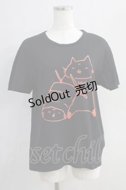 画像1: MINT NeKO / プリントTシャツ  黒 H-24-08-06-001-HN-TO-KB-ZH