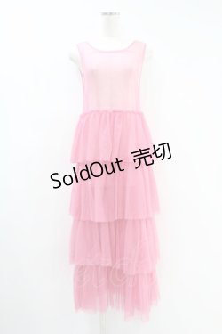 画像1: Candy Stripper / TULLE TIERED ONE-PIECE  ピンク H-24-08-09-051-PU-OP-KB-ZH