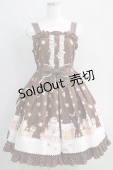 Angelic Pretty / お菓子の国シャーリングジャンパースカート Free ブラウン H-24-08-11-1001-AP-OP-NS-ZH