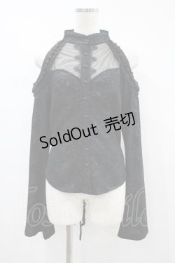 画像1: PUNK RAVE / GOTHIC CUT-AWAY SHIRT  ブラック H-24-08-15-1046-PU-TO-KB-ZH