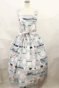 画像1: Jane Marple / Jolies broderies apron dress M ブルーグレー H-24-08-16-1011-JM-OP-KB-ZH