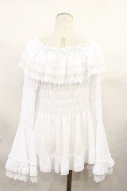 画像2: ATELIER PIERROT / Shirring princess sleeve blouse  ホワイト H-24-08-16-1033-EL-BL-KB-ZH