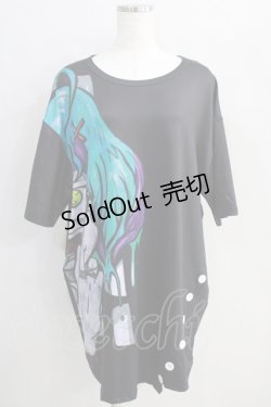 画像1: NieR Clothing / プリント半袖CUTSEW  黒 H-24-08-21-1029-PU-TO-KB-ZH