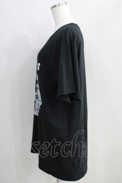 画像2: NieR Clothing / プリント半袖CUTSEW  黒×グレー H-24-08-21-1030-PU-TO-KB-ZT232